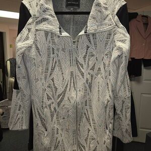 Elegant Women's Lace Blazer in Black and White